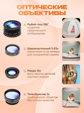 Набор объективов для смартфона Levenhuk Lens S10, изображение 5