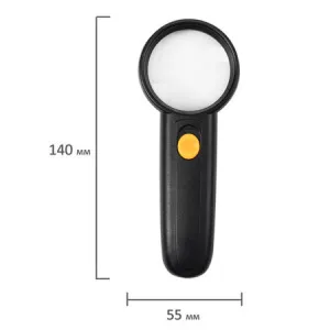 Лупа BRAUBERG ручная 5x, 50 мм, с подсветкой, черная (454128), изображение 4